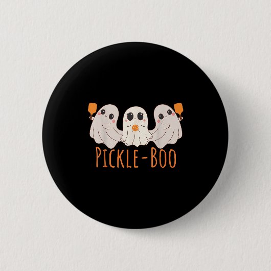 Spaßiger Pickle-Boo-Geist spielt Pickleball Hallow Button (Vorderseite)