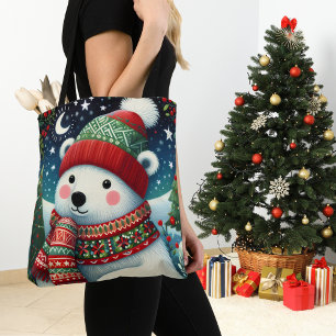 Spaßiger Polar-Bär-Weihnachten Tasche