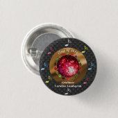 Spaßiger roter Disco-Kugel-Abschluss-Spaß Button (Vorne & Hinten)