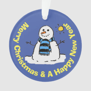 Spaßiger Schneemann in einer frostigen Winterlands Ornament