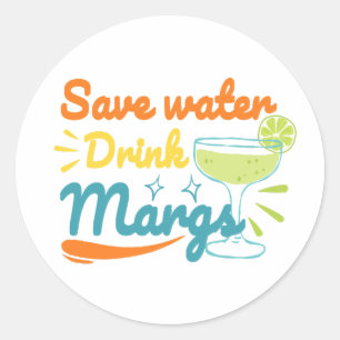 Spaßiger Sommer Margarita Wasser sparen, Margs t Runder Aufkleber