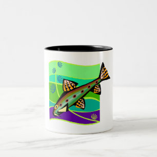 Spaßiger Vintage Retro Tropenfisch Zweifarbige Tasse