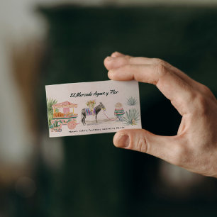 Spaßiger Wasserfarben-Esel & Markt   Süßer QR Visitenkarte