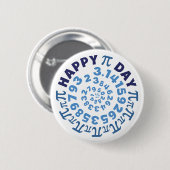 Spaßiger Weißer und Blauer Glücklicher Pi-Tag Rund Button (Vorne & Hinten)