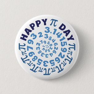 Spaßiger Weißer und Blauer Glücklicher Pi-Tag Rund Button