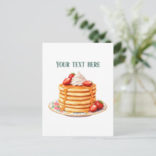 Spaßiges, anpassbares Erdbeerpancakes-Diner Postkarte