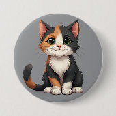 Spaßiges Calico-Kätzchen mit Katzhaltung Button (Vorderseite)