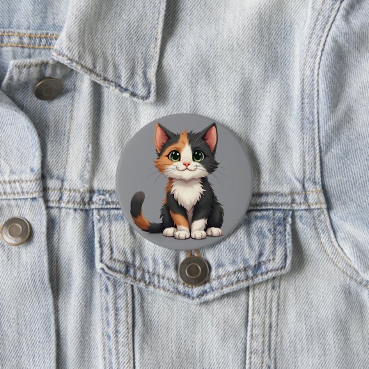 Spaßiges Calico-Kätzchen mit Katzhaltung Button (Beispiel)