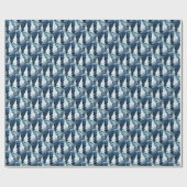 Spaßiges dunkles hellblaues abstraktes Kiefernbaum Geschenkpapier (Flach)