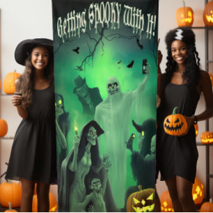 Spaßiges Halloween "Getting Spooky With It" Selfie Banner