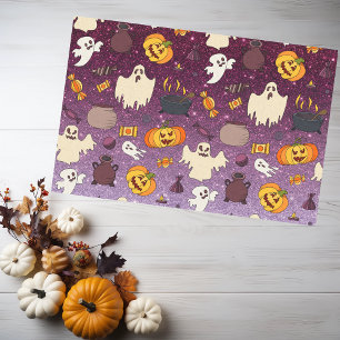 Spaßiges Halloween Gold Glitter Geister Lila Muste Seidenpapier