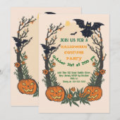 Spaßiges Halloween mit Kürbissen, Fledermäusen und Einladung (Vorne/Hinten)
