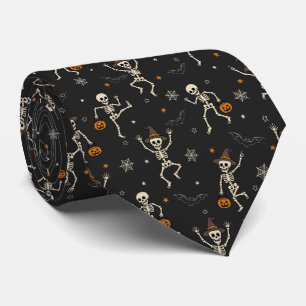 Spaßiges Halloween tanzendes Skelett-Muster Schwar Krawatte