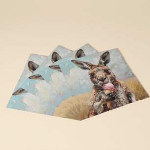 Spaßiges Känguru, das Eis isst, anpassbar Einladung