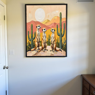 Spaßiges Meerkatzen-Trio Wüstenkunst Poster
