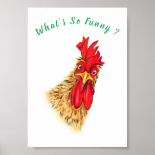 Spaßiges Neugieriges Hahn-Plakat Spaß - Ihr Text Poster