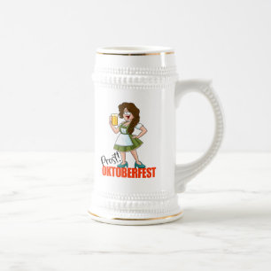Spaßiges Oktoberfest-Mädchen mit Bier Bierglas