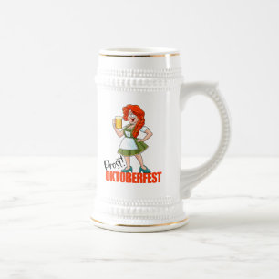Spaßiges Oktoberfest-Mädchen mit Bier Bierglas