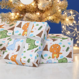 Spaßiges prähistorisches Geschenkpapier für Kinder