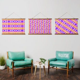 Spaßiges rosa Muster geometrisch abstrakt modern Wandteppich Mit Holzrahmen
