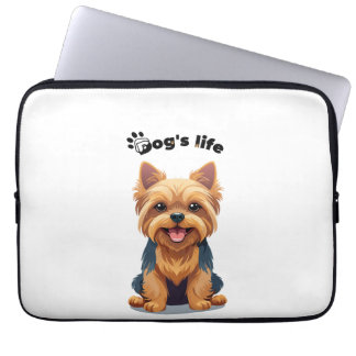 Spaßiges Yorkshire-Terrier-Illustration Hundeleben Laptopschutzhülle