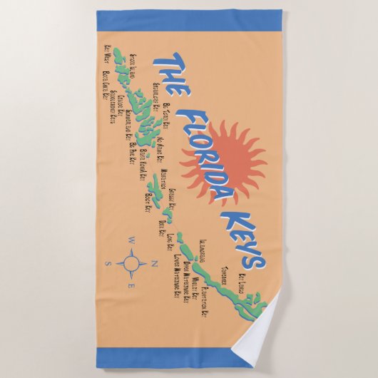 Spaßkarte der Florida-Schlüssel Strandtuch (Vorderseite)