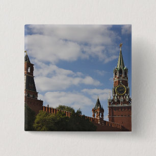 Spasskaya-Turm auf dem Roten Platz, Moskau, Russla Button