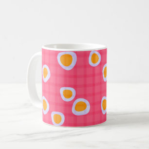Spaßorte auf einem korallenrosa karierten Hintergr Kaffeetasse
