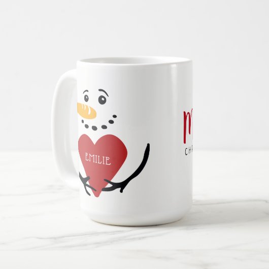 Spaßpersonalisierte Snowman-Kaffee-Tasse Kaffeetasse (Vorderseite Links)