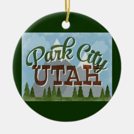 SpaßRetro Snowy-Berge Park City Utah Keramik Ornament