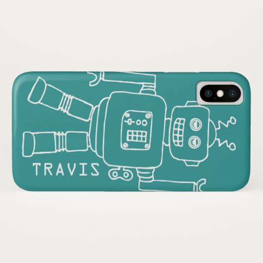 Spaßroboter nannte die aquamarinen u. weißen Case-Mate iPhone hülle (Rückseite (Horizontal))