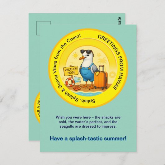 Spaßseegull spashtastic sonnige Ziel Gruß Postkarte (Vorne/Hinten)