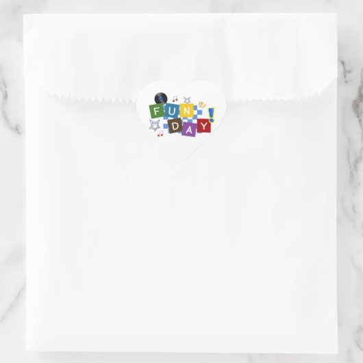 Spaßtag Herz-Aufkleber (Tasche)
