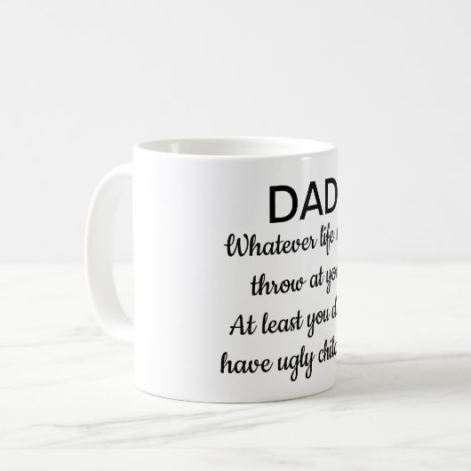 Spaßtext. Vaterbecher Kaffeetasse (Vorderseite Links)