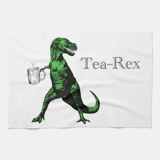 SpaßTyrannosaurus Rex trinkender Tee: Ein Tee-Rex… Handtuch (Horizontal)