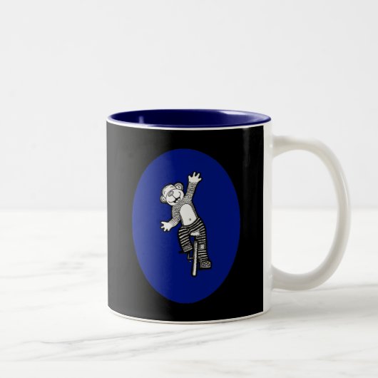 Spaßunicycle-Affe Zweifarbige Tasse (Rechts)