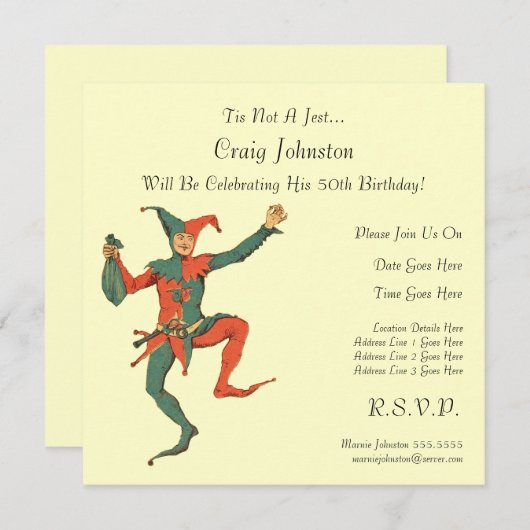 Spaßvogel-Geburtstags-Party Einladung (Vorne/Hinten)