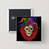 Spaßvogel-Schädel beängstigender Goth Button (Vorne & Hinten)