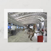 Spät Flugzeug Dinosaur Raptor Funny Postkarte (Vorne/Hinten)