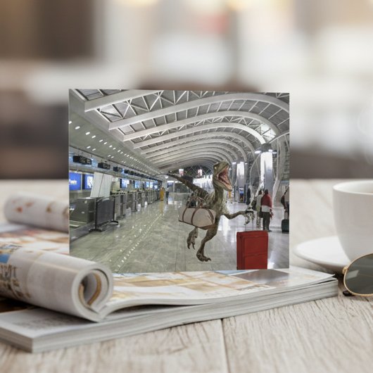 Spät Flugzeug Dinosaur Raptor Funny Postkarte