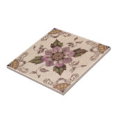 Späte 1800er Handfarbene Floral Transferware Repro Fliese (Seite)