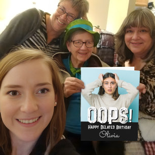 Späte Geburtstagsfoto mit individuellem Namen Oliv Karte