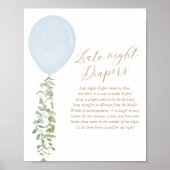 Späte Nacht Diapers Blue Balloon Babydusche Poster (Vorne)