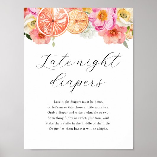 Späte Nacht Diapers Duschspielzeichen Poster (Vorne)