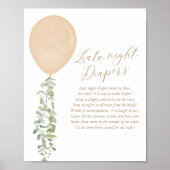 Späte Nacht Diapers Gold Ballon Baby Dusche Poster (Vorne)