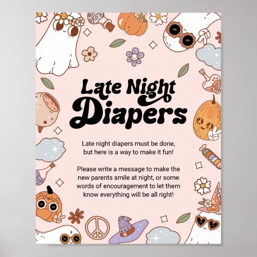 Späte Nacht Diapers Halloween Ghost Baby Dusche Poster (Vorne)
