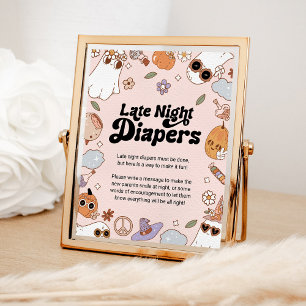 Späte Nacht Diapers Halloween Ghost Baby Dusche Poster