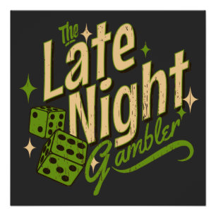 Späte Nacht Spieler Vintag Not leidender T - Shirt Poster
