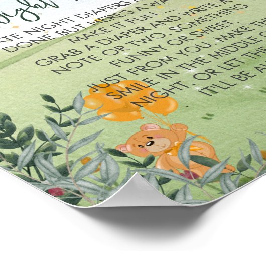 Späte Nacht Windeln Abenteuer beginnt Heißluftball Poster (Ecke)