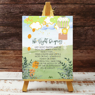 Späte Nacht Windeln Abenteuer beginnt Heißluftball Poster